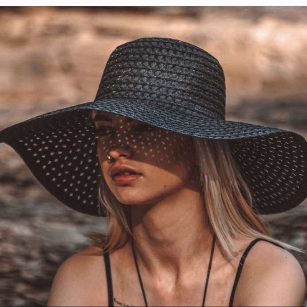 ☀️- BLACK SUN HAT wide brim bucket hat - Picture 2 of 3